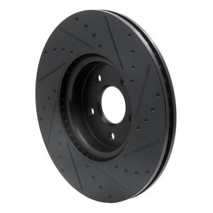 Ford Focus Brake Rotor (1) - Front Left - R1 Concepts - Drilled & Slotted - Black - `04-`19